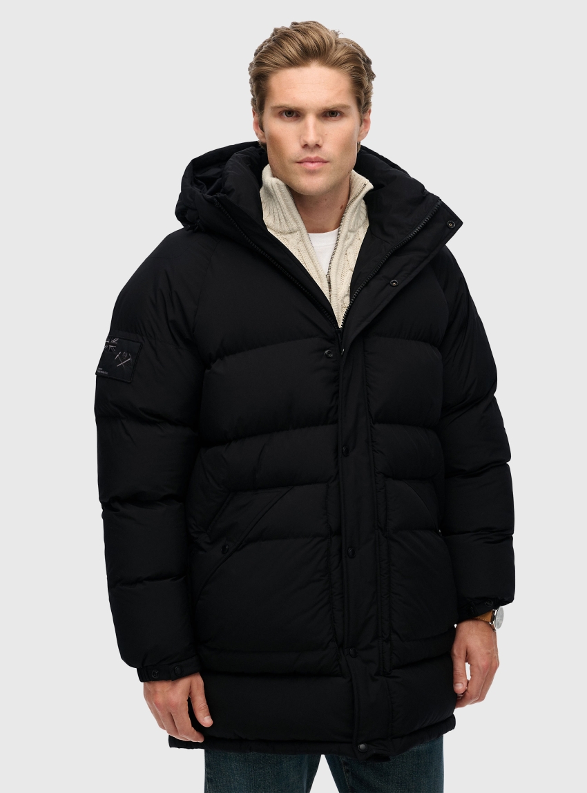 Superdry Xpd Longline Baffle Parka Jacket - Jet Black