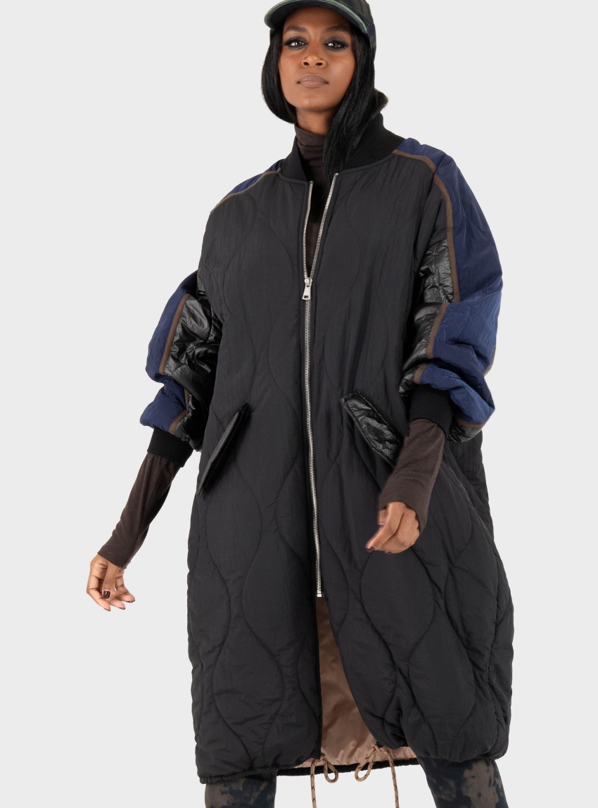 Souvenir Long Bomber Jacket - Black