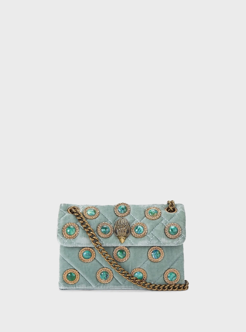 Kurt Geiger Mini Velvet Kensington Bag - Pale Green