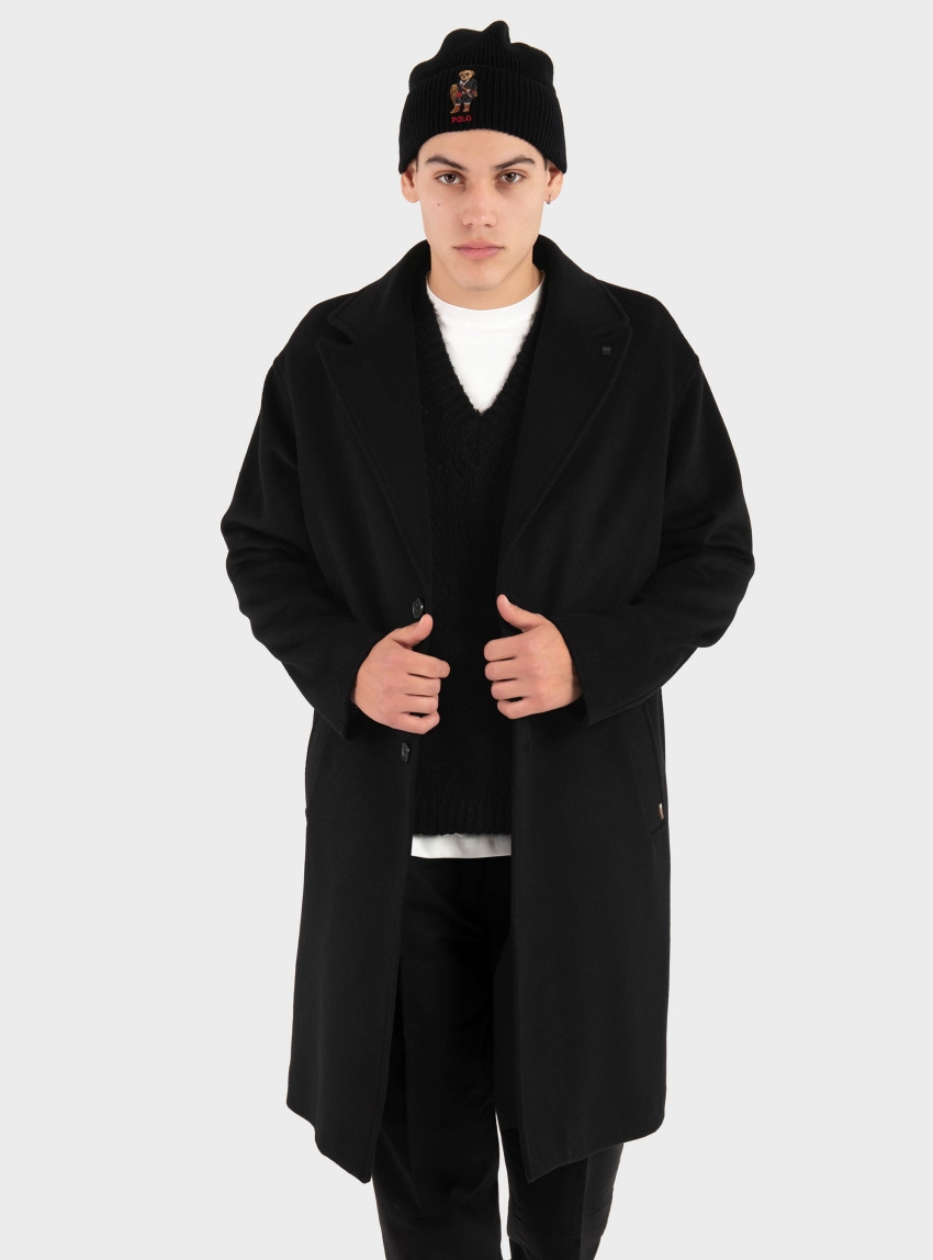 Gianni Lupo Single Breasted Coat - Black