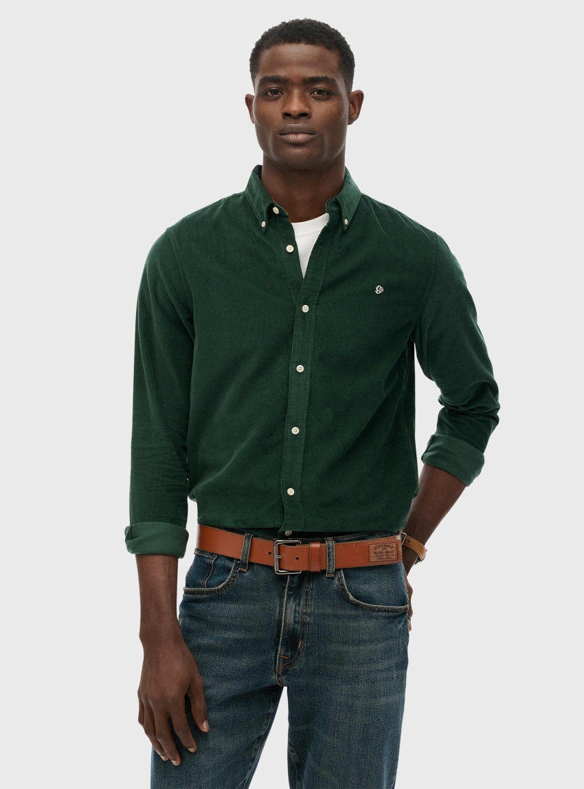 Superdry Classic Needle Cord Shirt - Dark Green