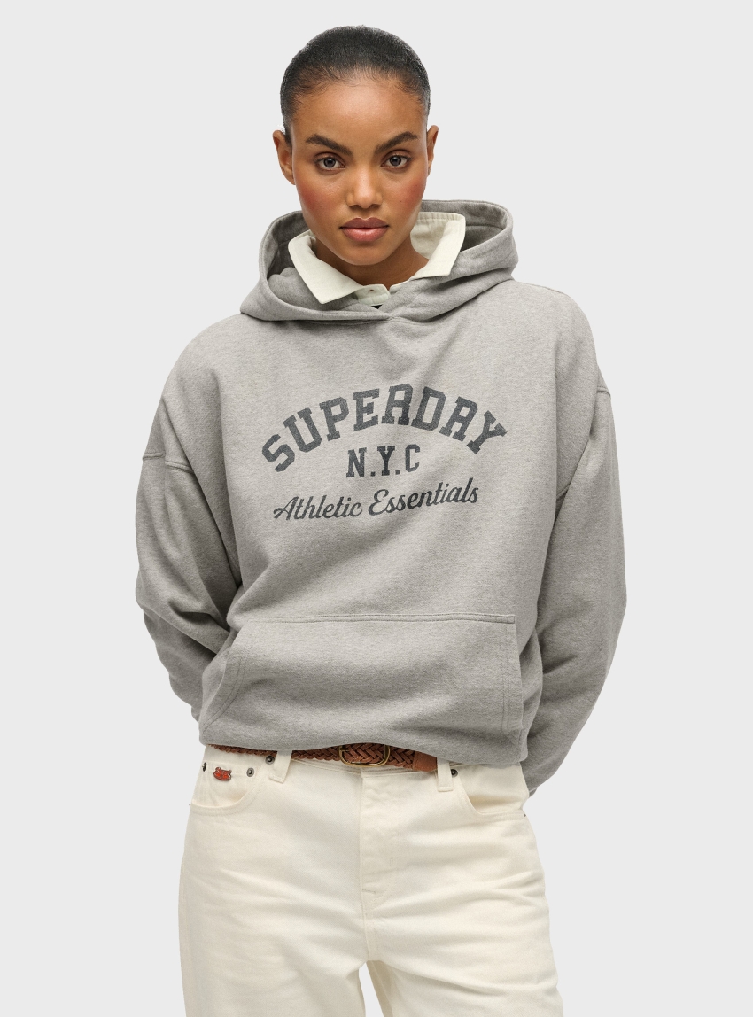 Superdry Athletic Essentials Relaxed Hoodie - Grey Melange