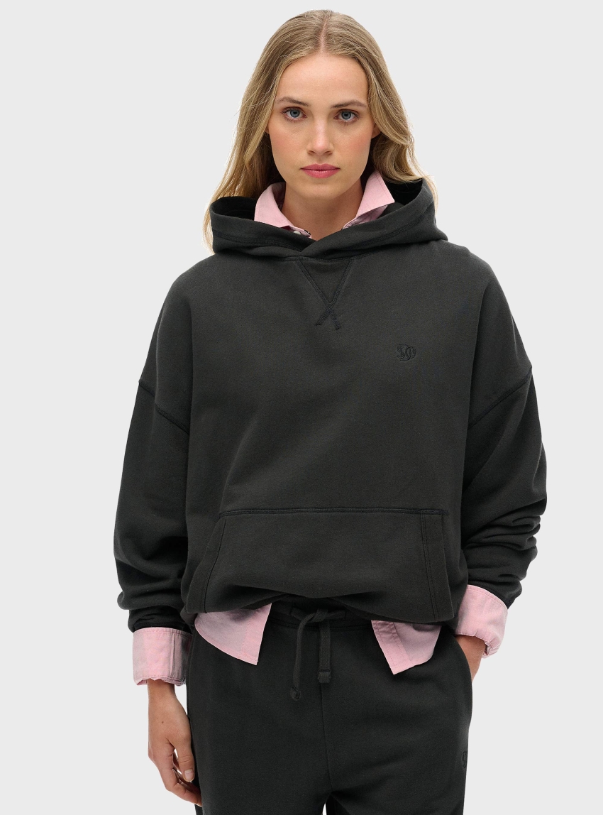 Superdry Studios Relaxed Hoodie - Washed Black
