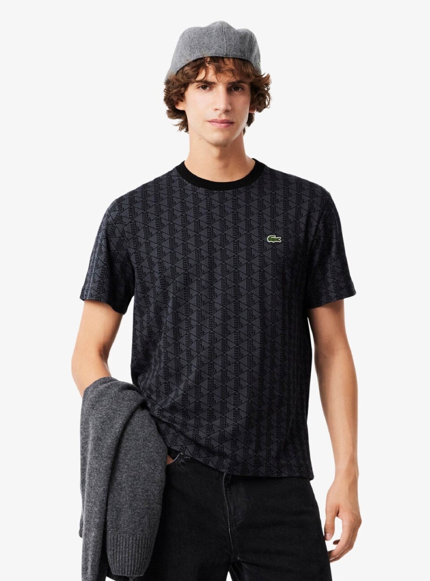 Lacoste Monogram Jersey T-Shirt - Black