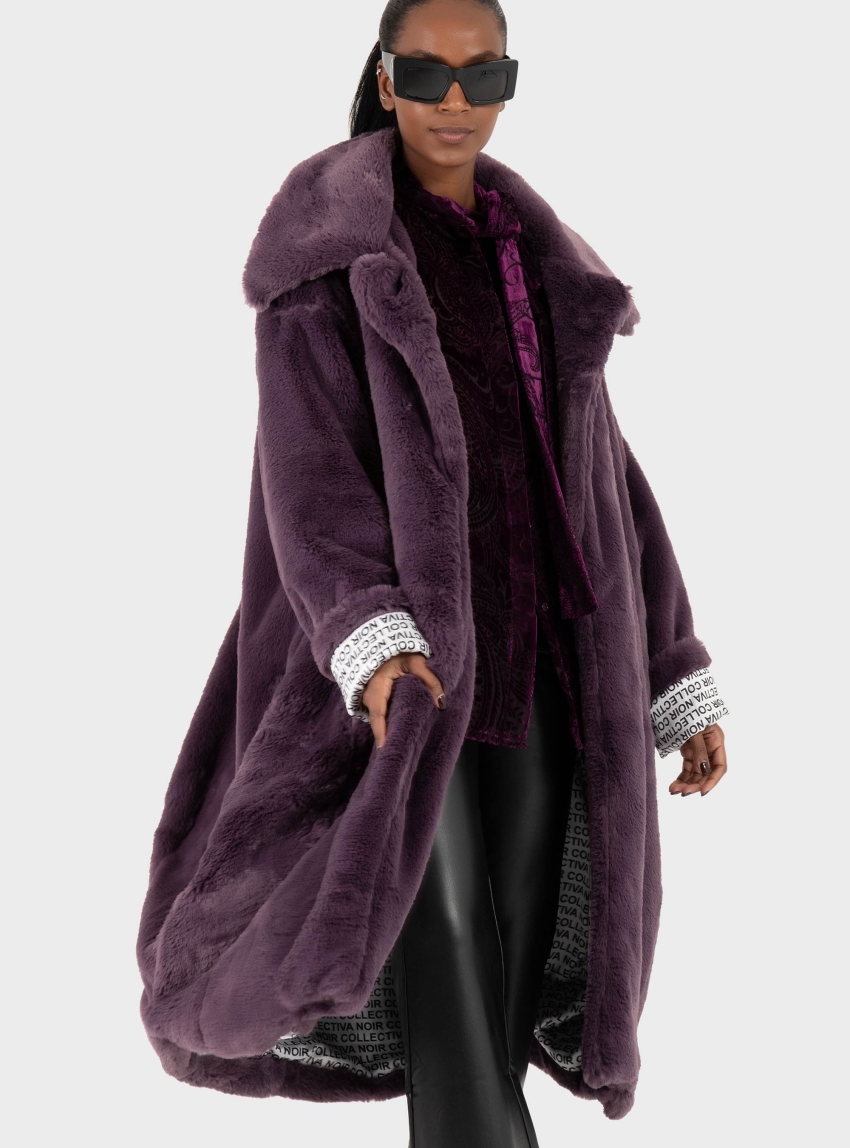 Collectiva Noir London Fur Coat - Purple