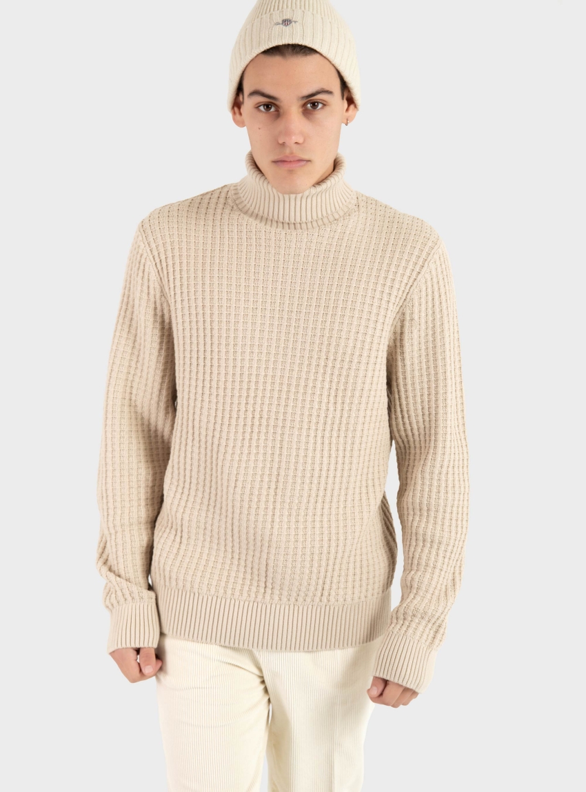 Selected Tom Structure Roll Neck Knit - Cream
