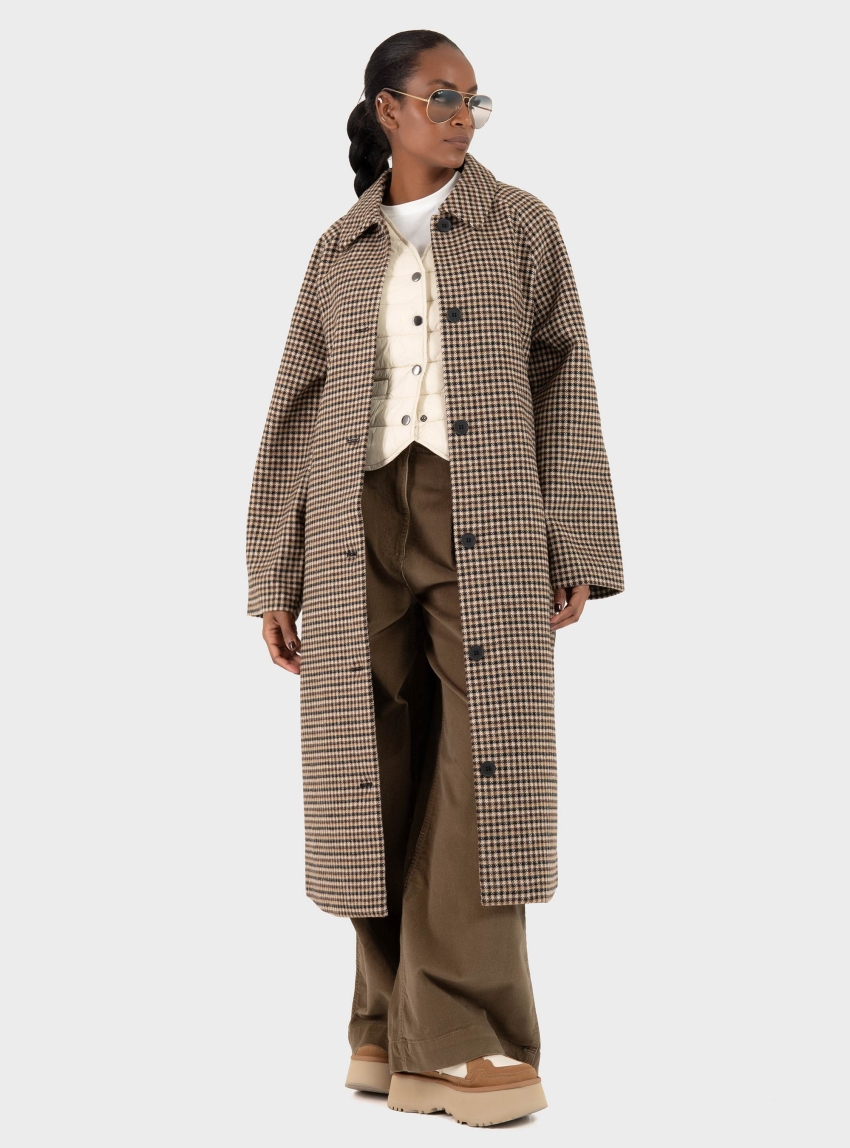 Onljdy Nettie Check Belt Long Coat - Brown