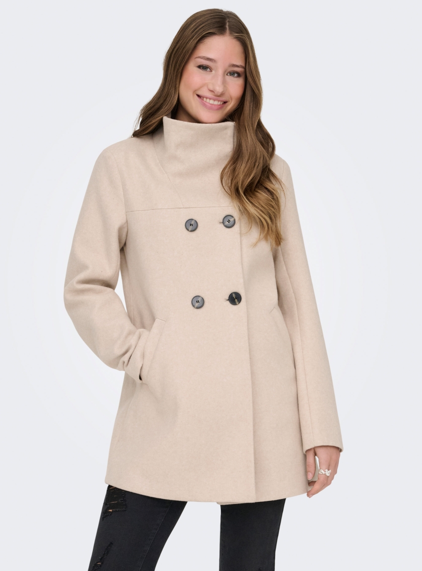 Only Blake Double Breasted Coat - Light Beige
