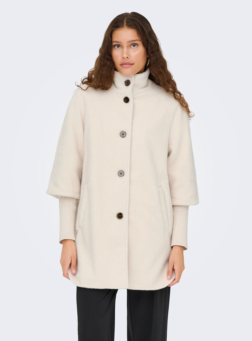 Onljdy Orchid Boucle Rib Coat - Ecru