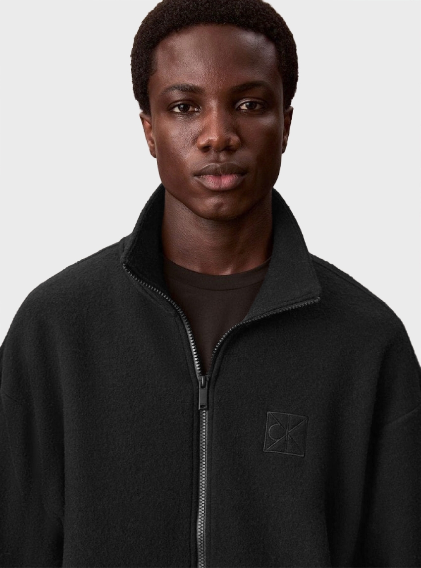 Calvin Klein Wool Blend Fleece Relaxed Jacket - Black