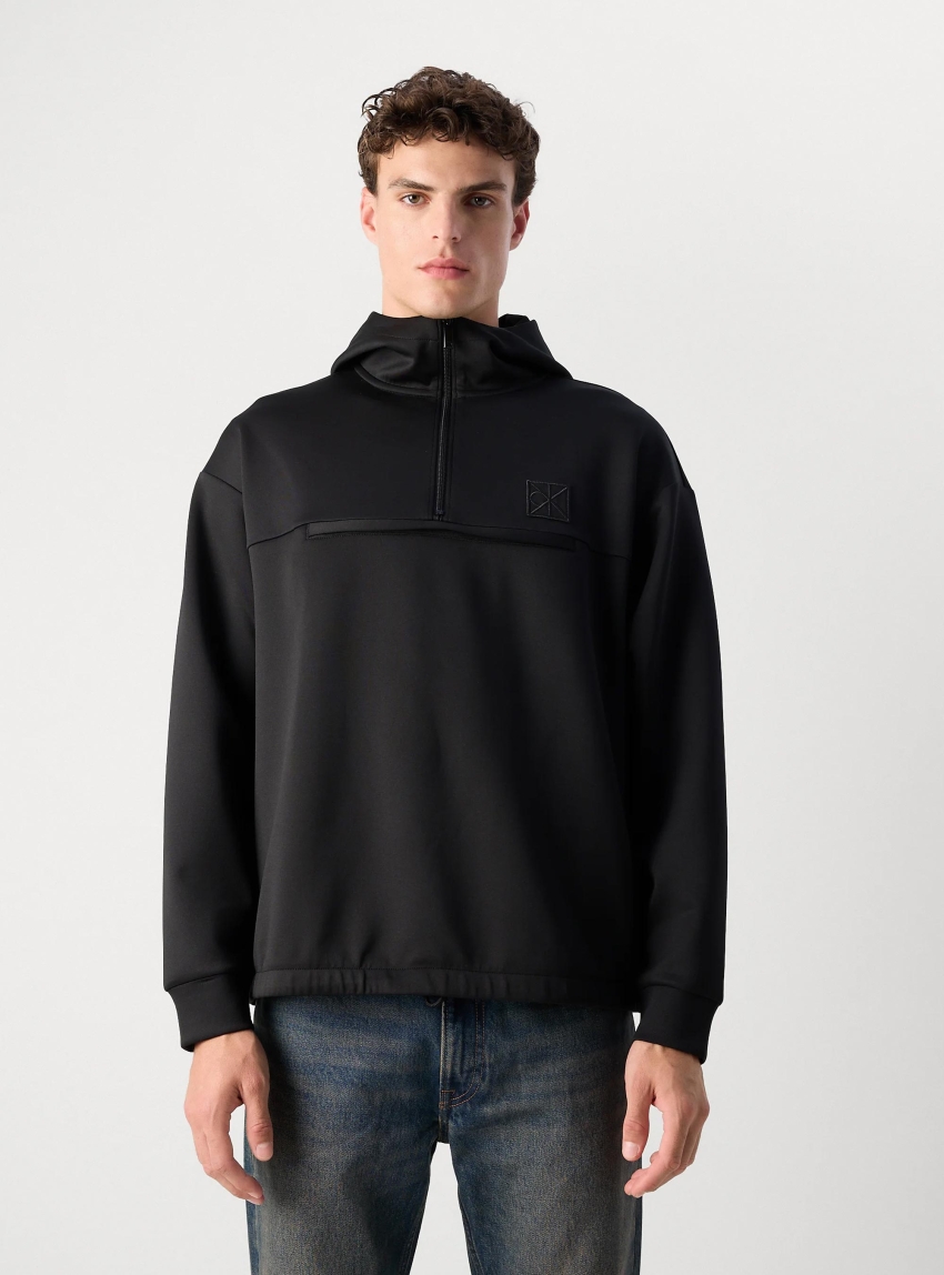 Calvin Klein HEAVY TRICOT QUARTER ZIP ANORAK - Black