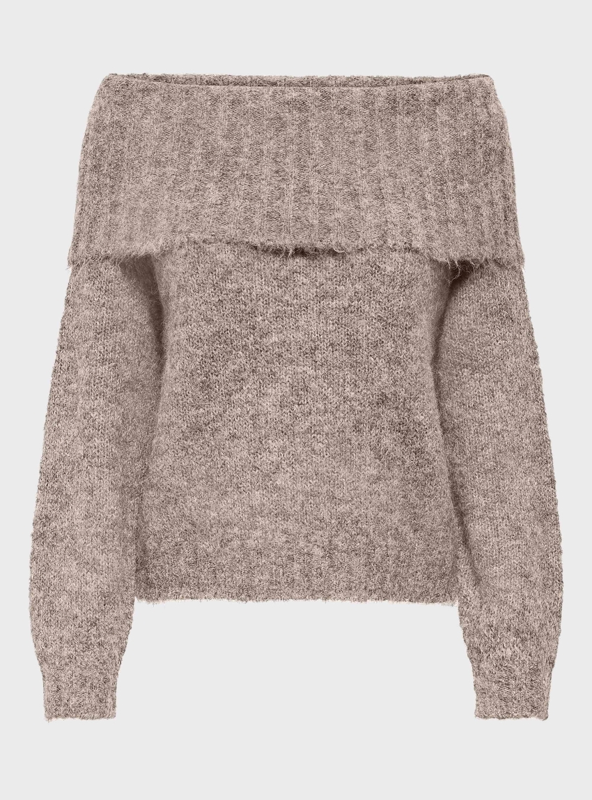 Only Shine Off Shoulder Knit - Beige