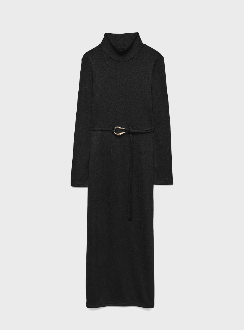 Vero Moda Louisa High Neck 7/8 Dress - Black