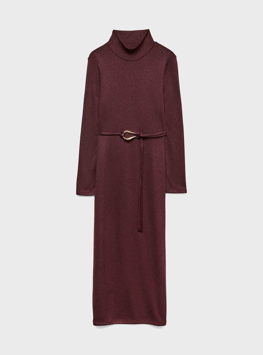 Vero Moda Louisa High Neck 7/8 Dress - Bordeaux