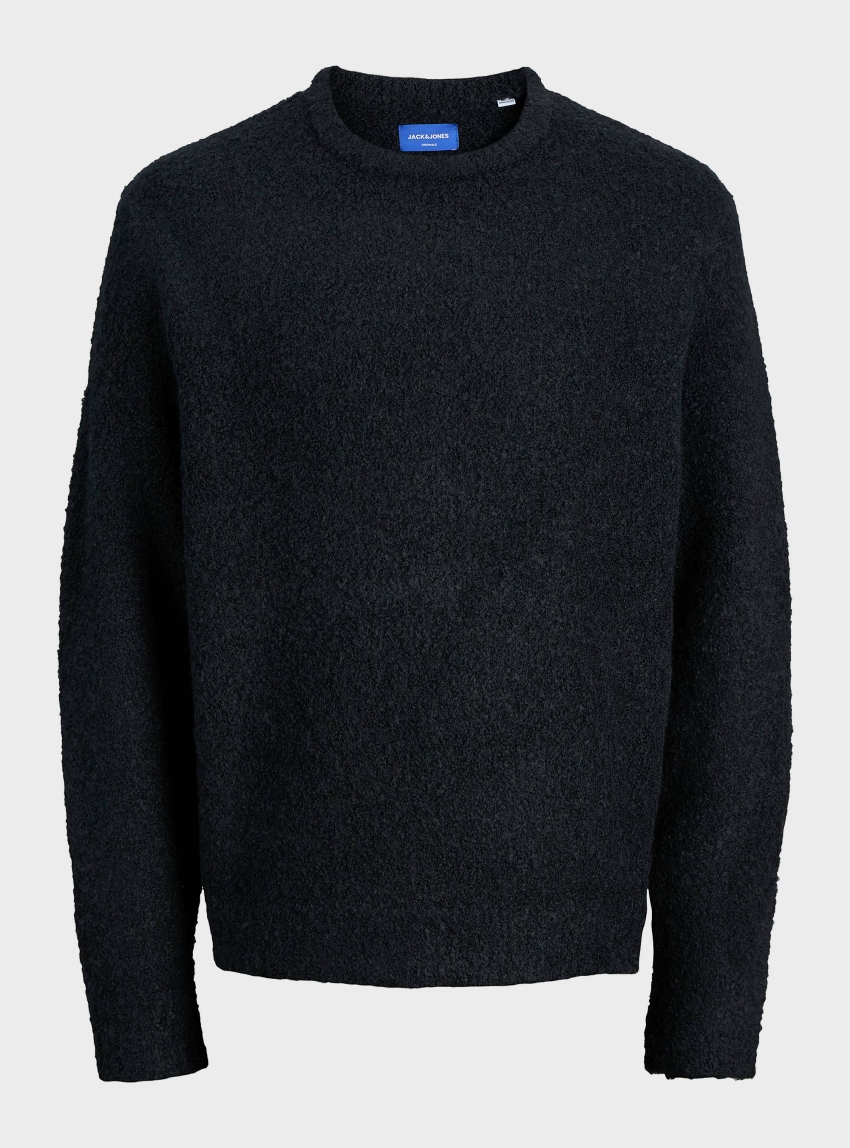 Jack & Jones Meadows Boucle Crew Neck Knit - Black