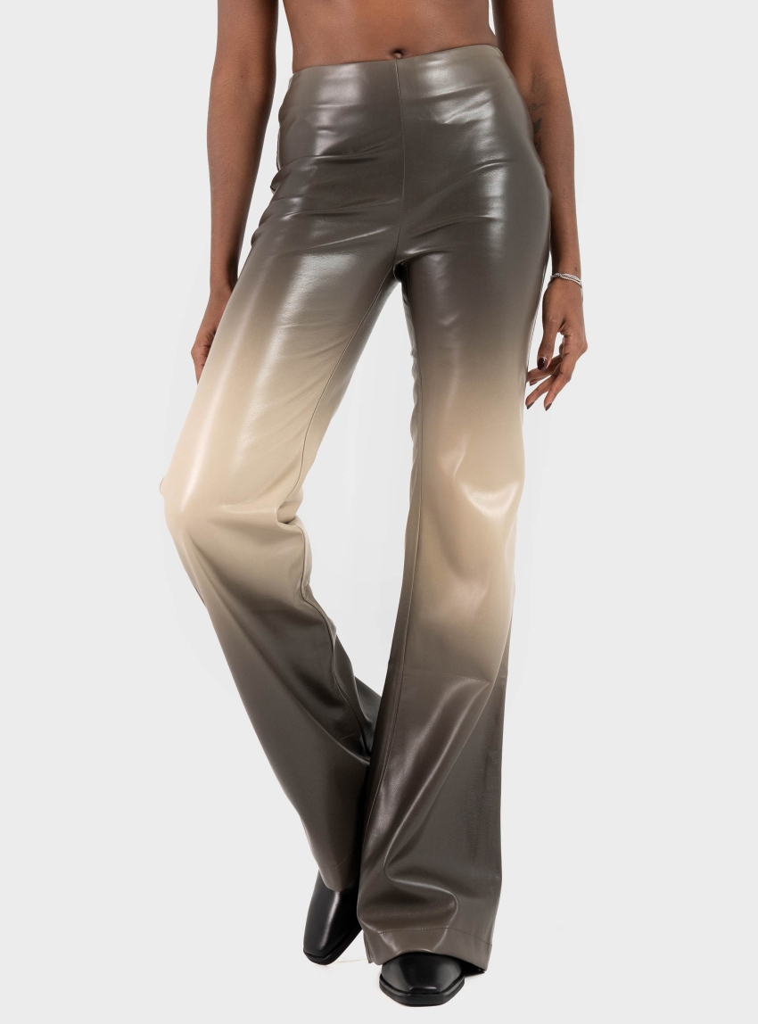 Black & Black  Faux Leather Pants - Brown