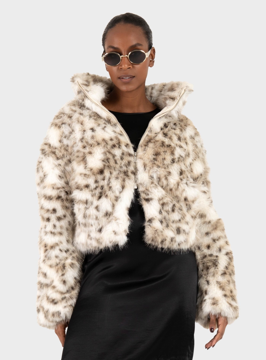 Only Janis Faux Fur Leo Jacket - Ecru