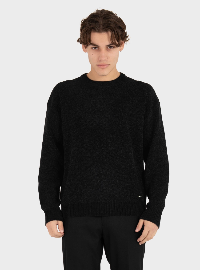 Gianni Lupo Chenille Crewneck Sweater - Black