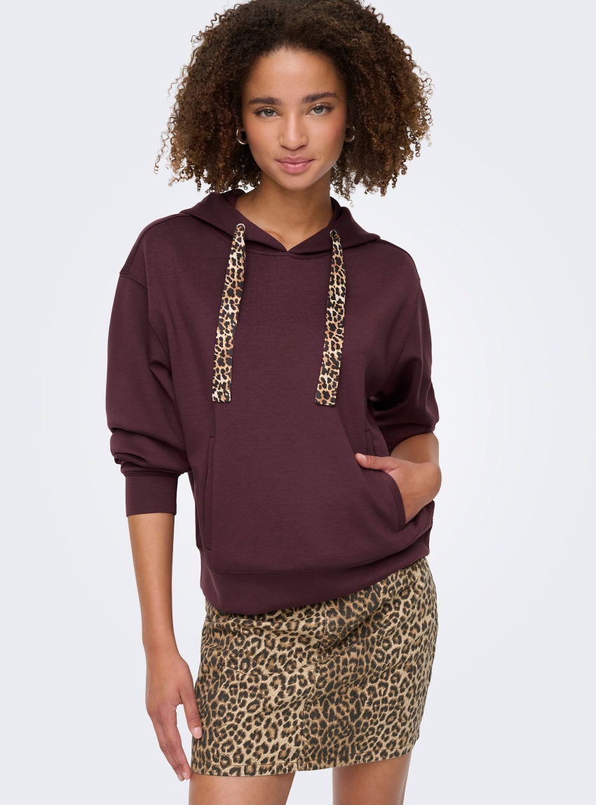 Only Alina Leo Detail Hoodie - Bordeaux
