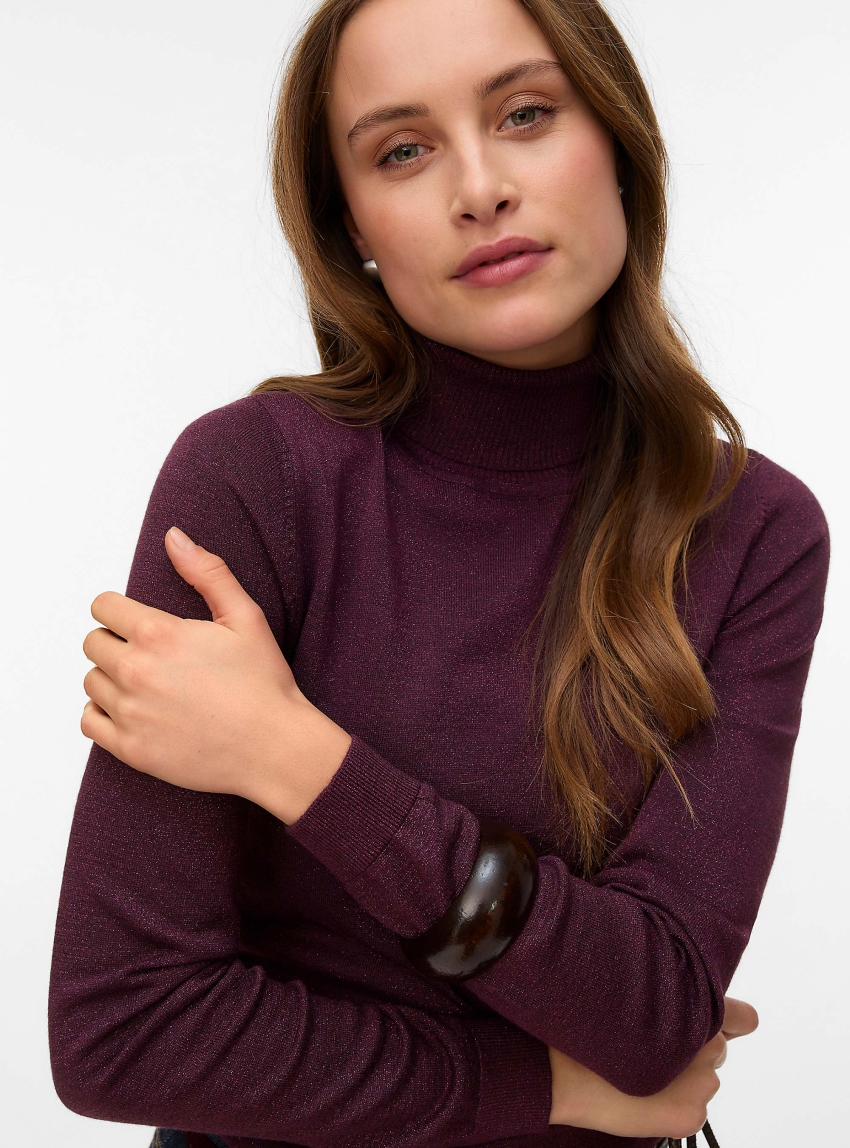 Vero Moda Happyglitter Rollneck Pullover - Bordeaux