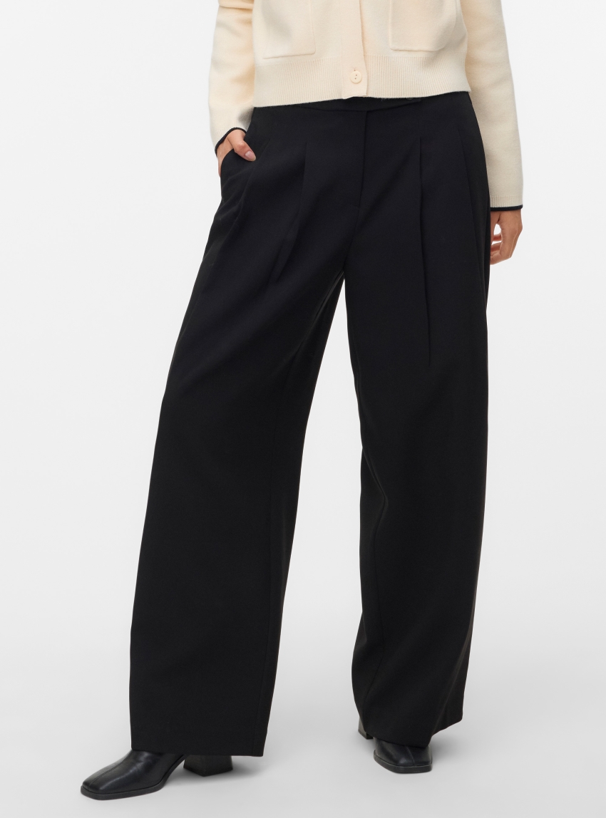 Vero Moda Philine Mid Waist Wide Pants - Black