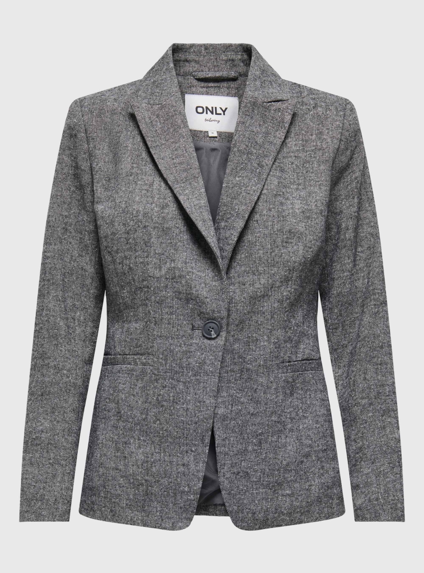 Only Bekka Wool Look Blazer - Medium Grey Melange