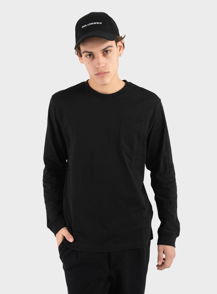 Jack & Jones Jcoflare Front Pocket Long Sleeve Tee - Black