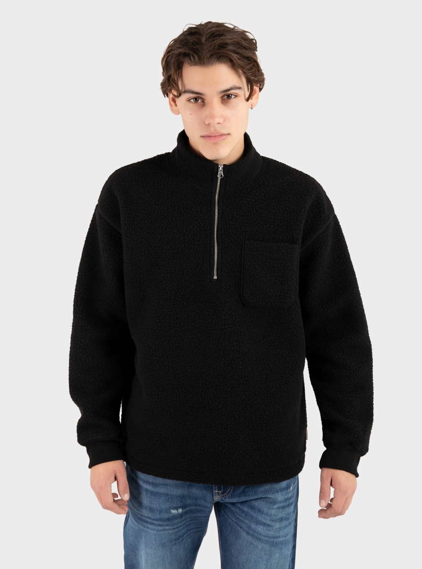 Jack & Jones Greene Teddy High Neck Sweater - Black
