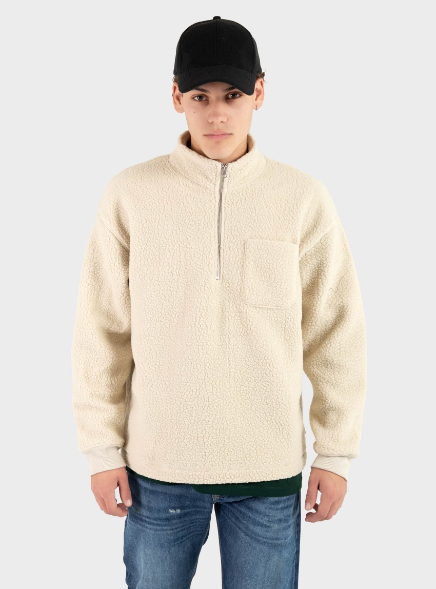 Jack & Jones Greene Teddy High Neck Sweater - Ecru