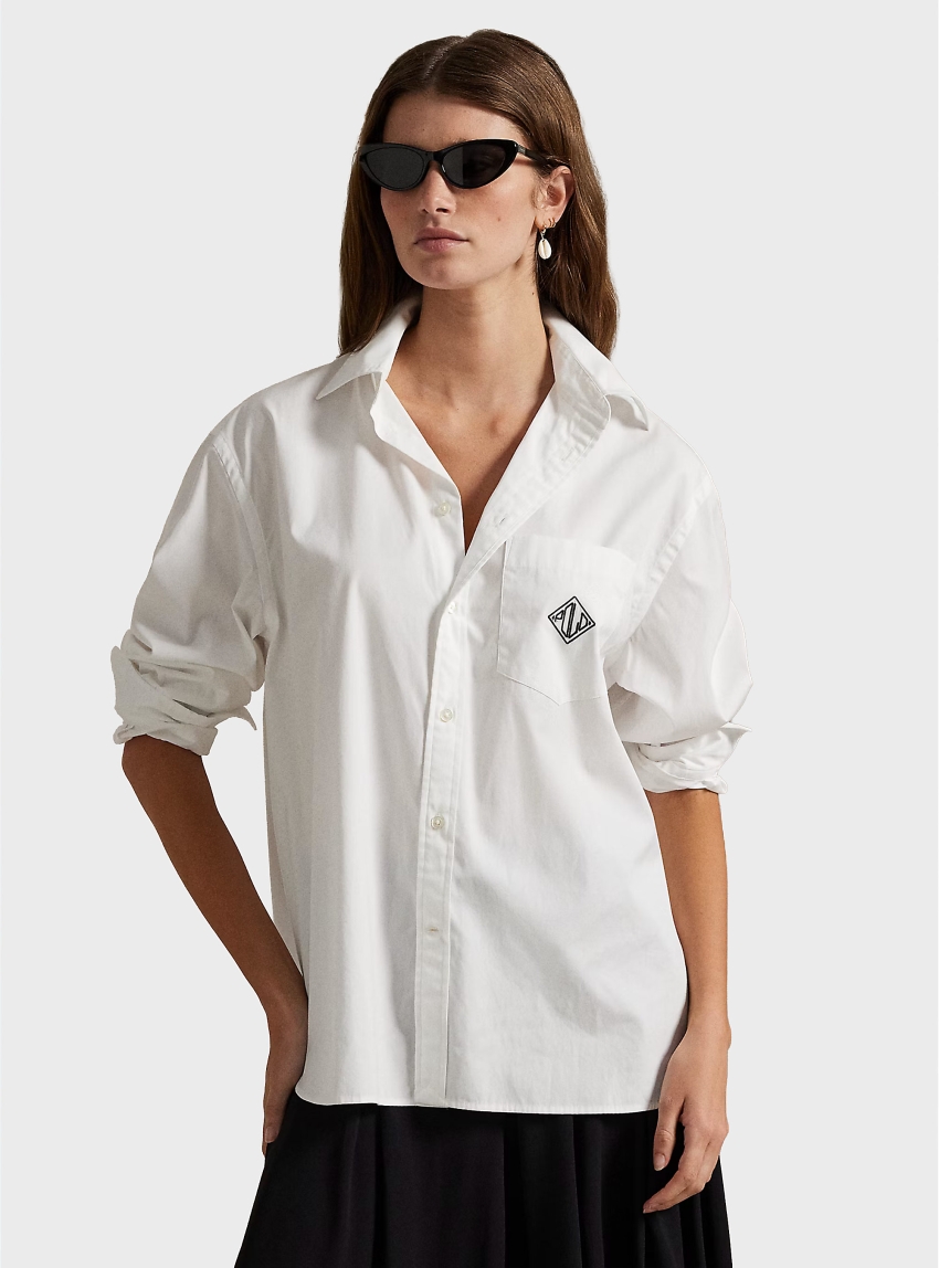 Polo Ralph Lauren Oversize Fit Logo Cotton Shirt - White