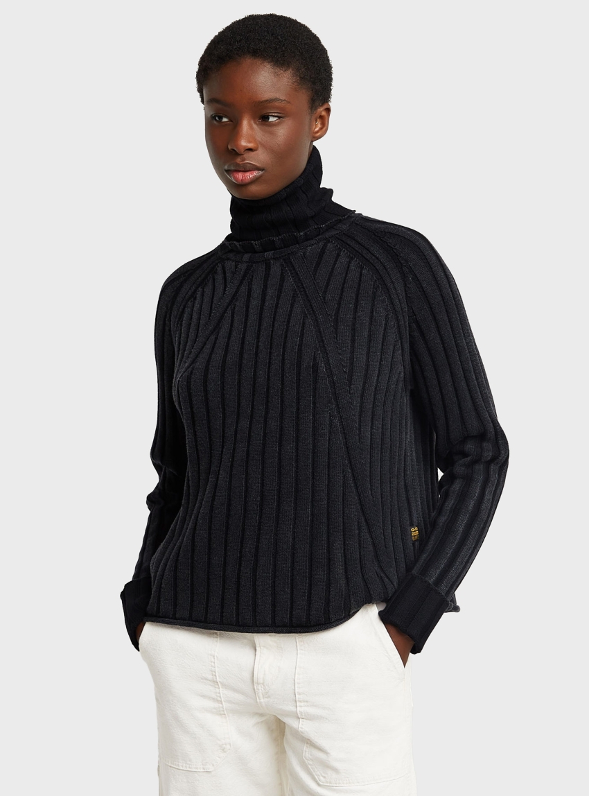 G-Star Washed Loose Turtle Knit - Black