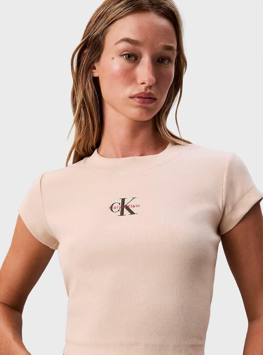 Calvin Klein Monologo Baby Tee - Beige