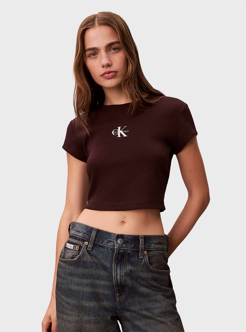 Calvin Klein Monologo Baby Tee - Brown