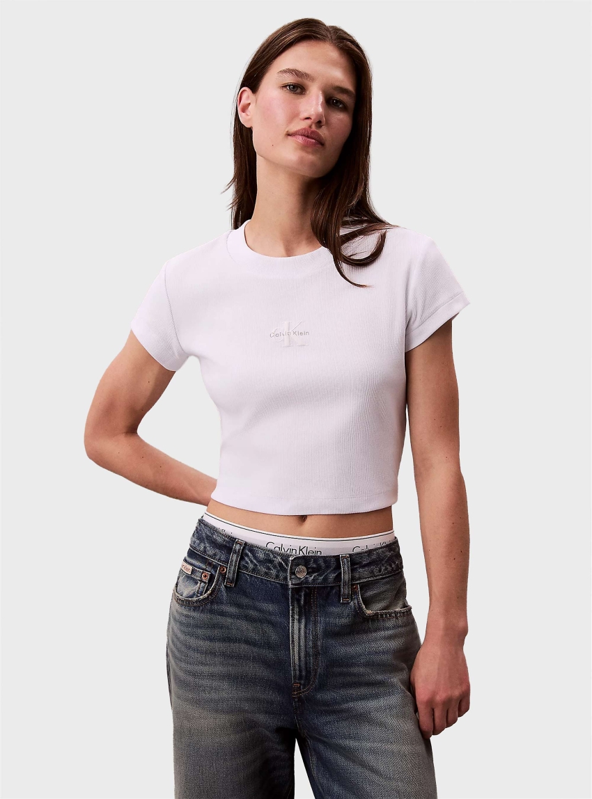 Calvin Klein Monologo Baby Tee - White