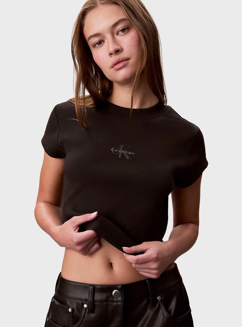Calvin Klein Monologo Baby Tee - Black