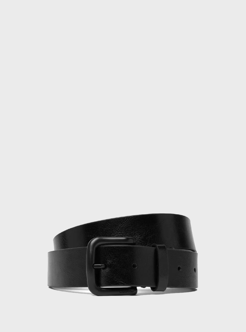 Calvin Klein Round Buckle Tumbled Belt - Black
