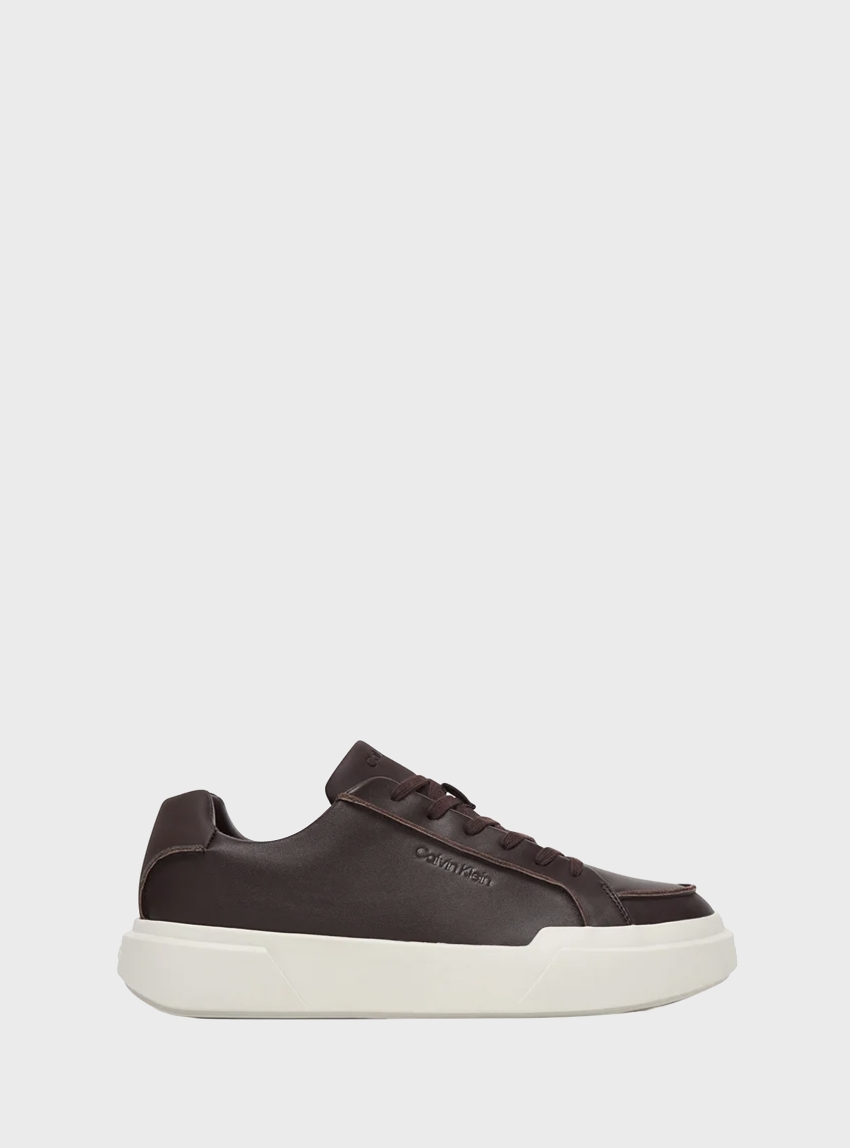 Calvin Klein CK Avenue - Leather Logo Trainers - Brown