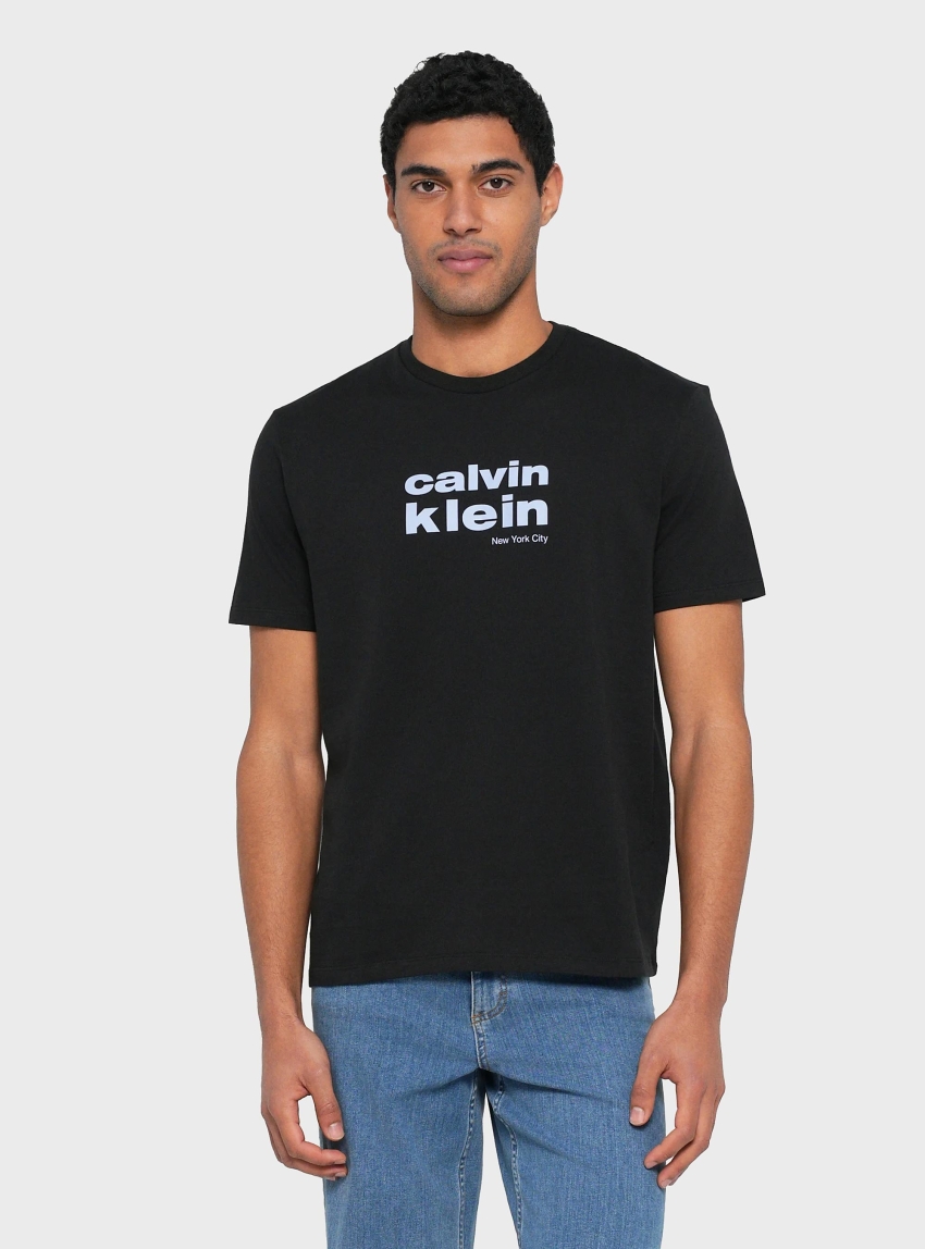Calvin Klein JERSEY GRAPHIC TEE - Black