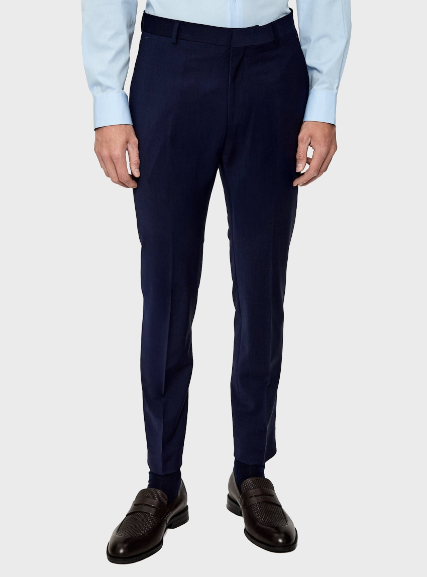 Calvin Klein Slim Tropical Wool Trousers - Blue