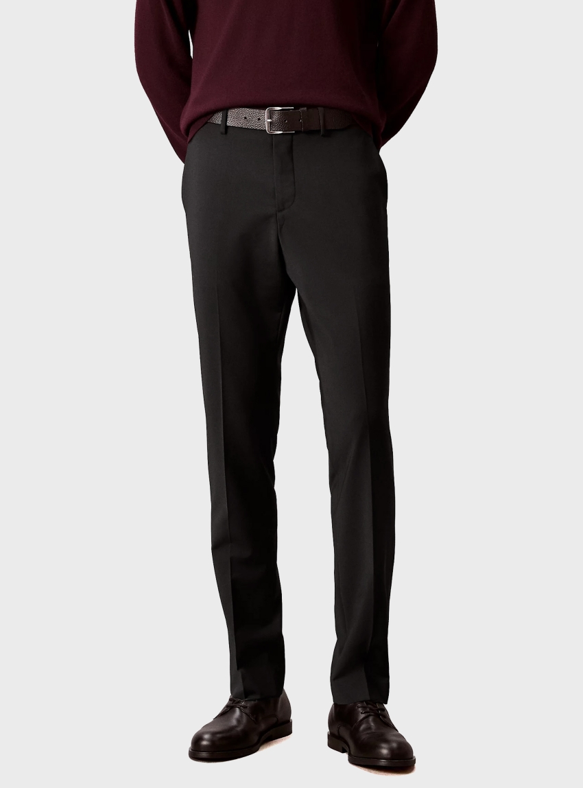 Calvin Klein Slim Tropical Wool Trousers - Black