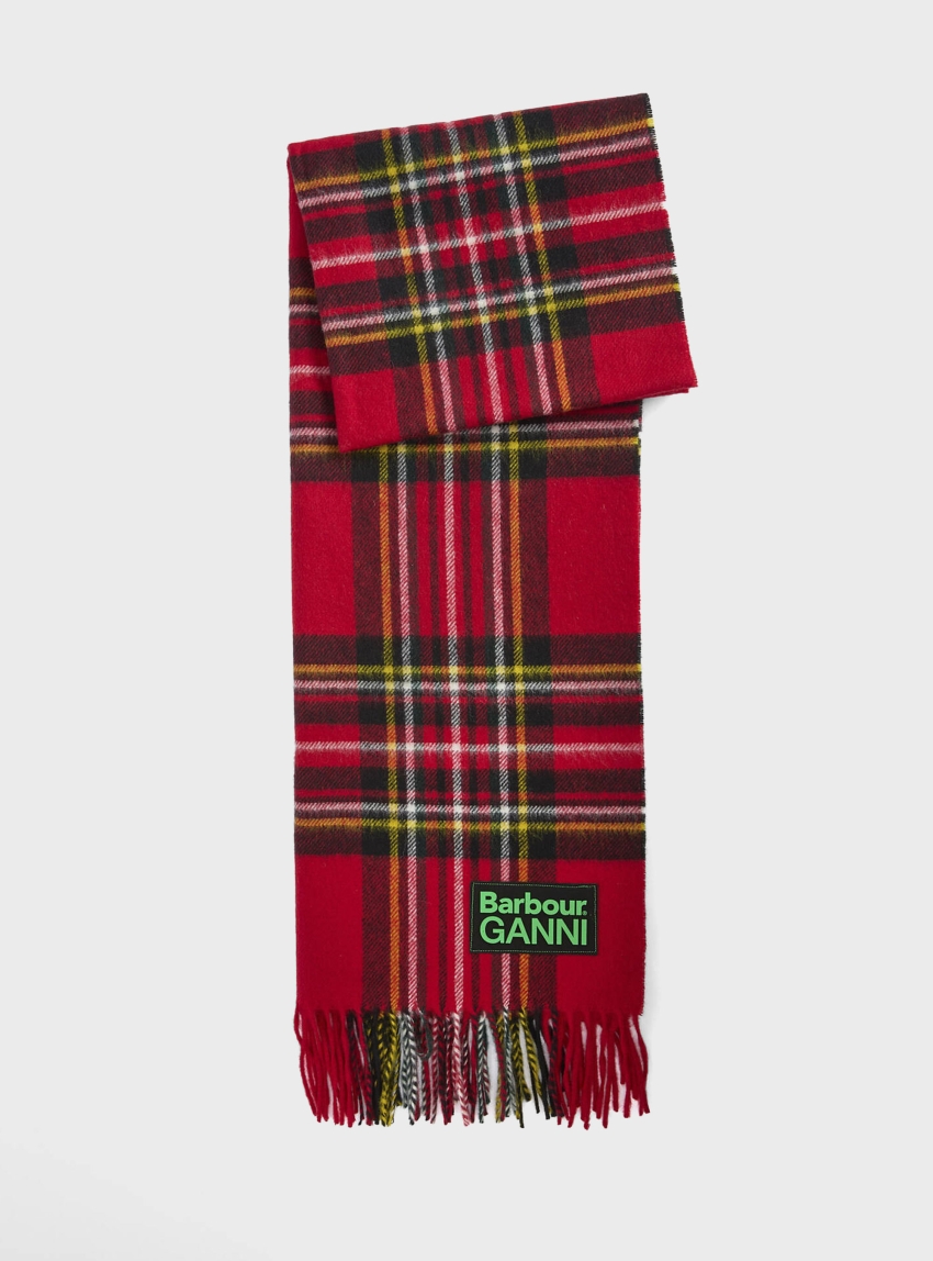 Barbour X Ganni Tartan Scarf - Red