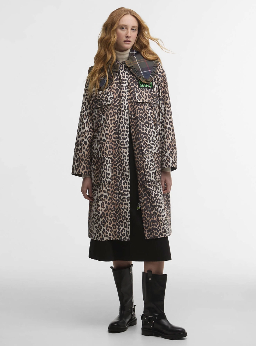 Barbour X Ganni Leopard Waterproof Parka Jacket - Leopard Print