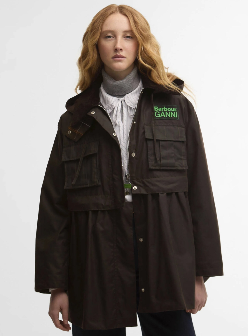 Barbour X Ganni Peplum Wax - Brown