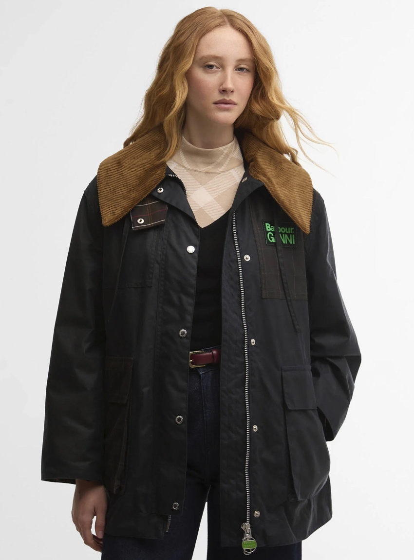 Barbour X Ganni Hooded Duffle Wax - Navy