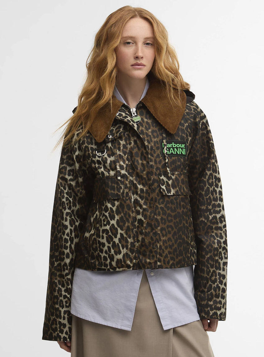 Barbour X Ganni Printed Hooded Wax Anorak - Leopard Print