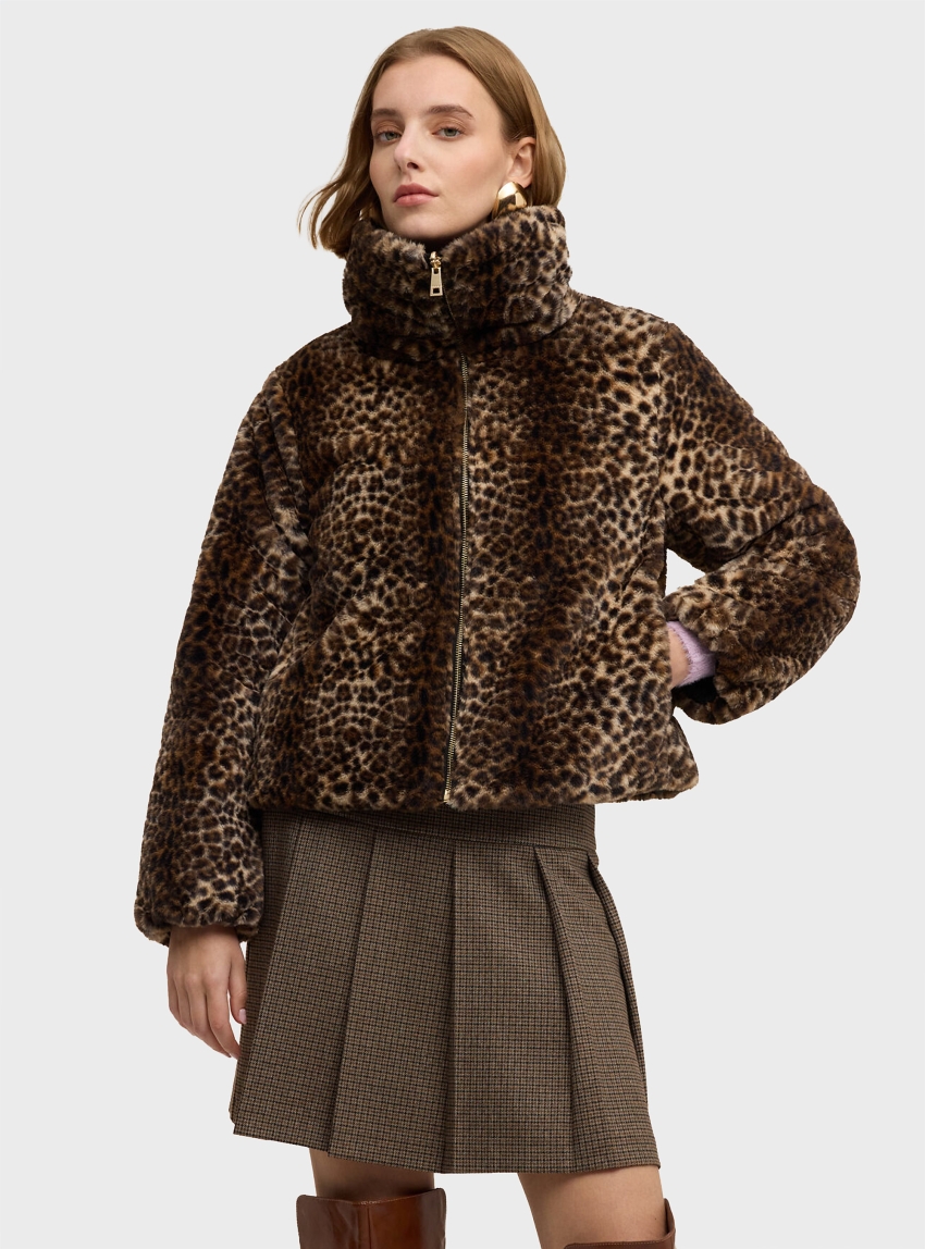 Motivi Reversible Faux Fur Effect Jacket - Animal Print
