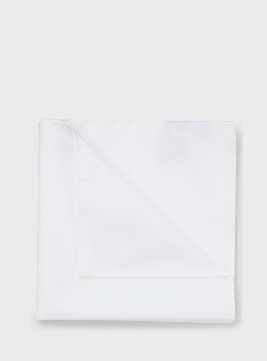 BOSS Italian-Made Pocket Square In Easy-Iron Cotton H-POCKET SQUARE - White