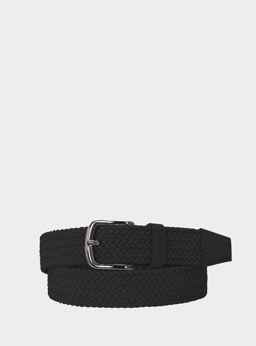 BOSS Woven Belt With Leather Trims Sash-WnE-Sd_Sz35 - Black