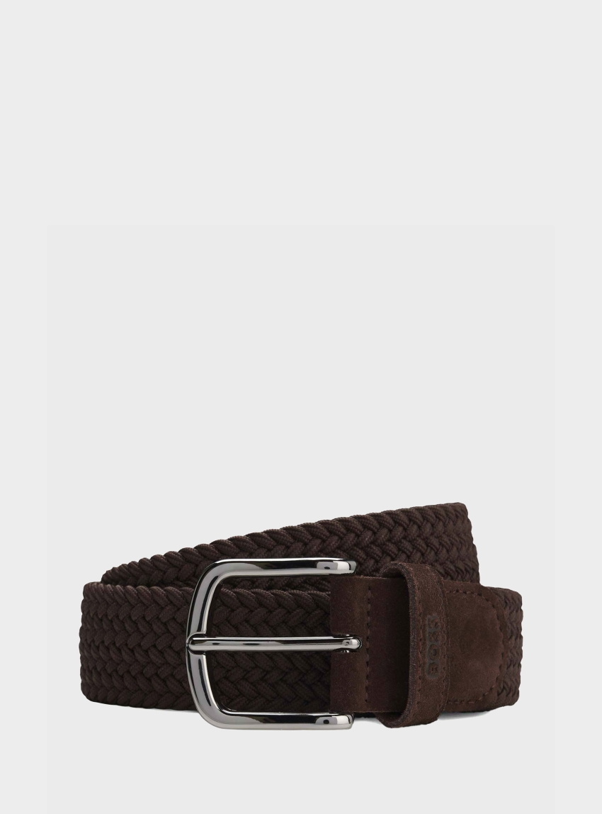 BOSS Woven Belt With Leather Trims Sash-WnE-Sd_Sz35 - Dark Brown