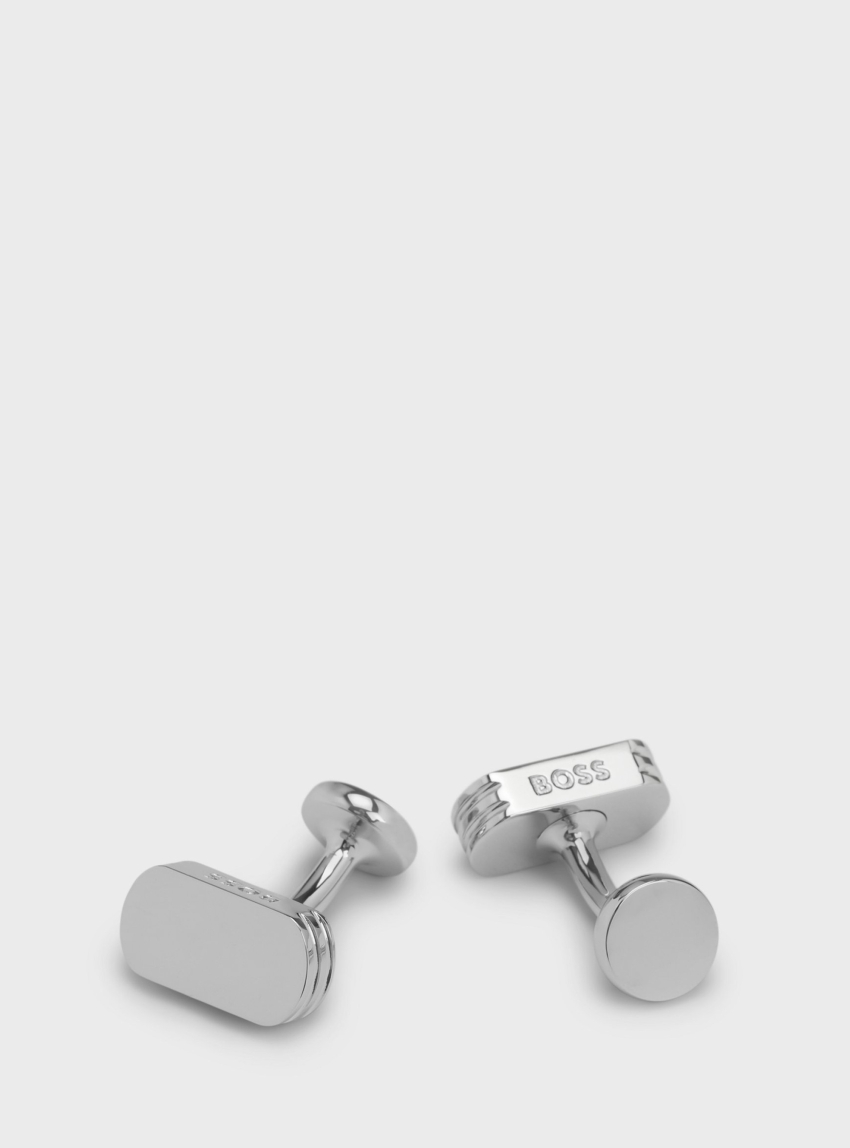 BOSS Cufflinks With Engraved Logo B-BOSSONE-CUF - Silver
